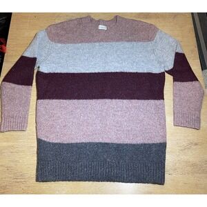 Silverflint Women's L/S Colorblock Multi Striped Pullover Chunky Round Sweater S
